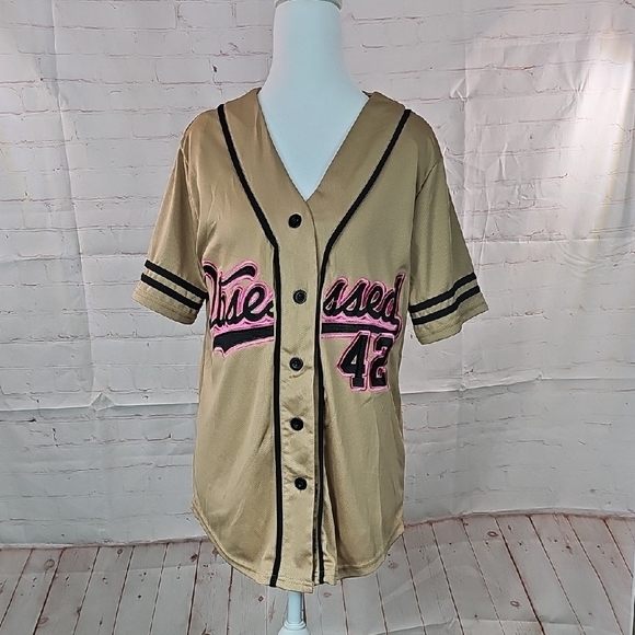 Love Streak Tops - 4/$20 Women's Tan Button-Up Baseball Jersey